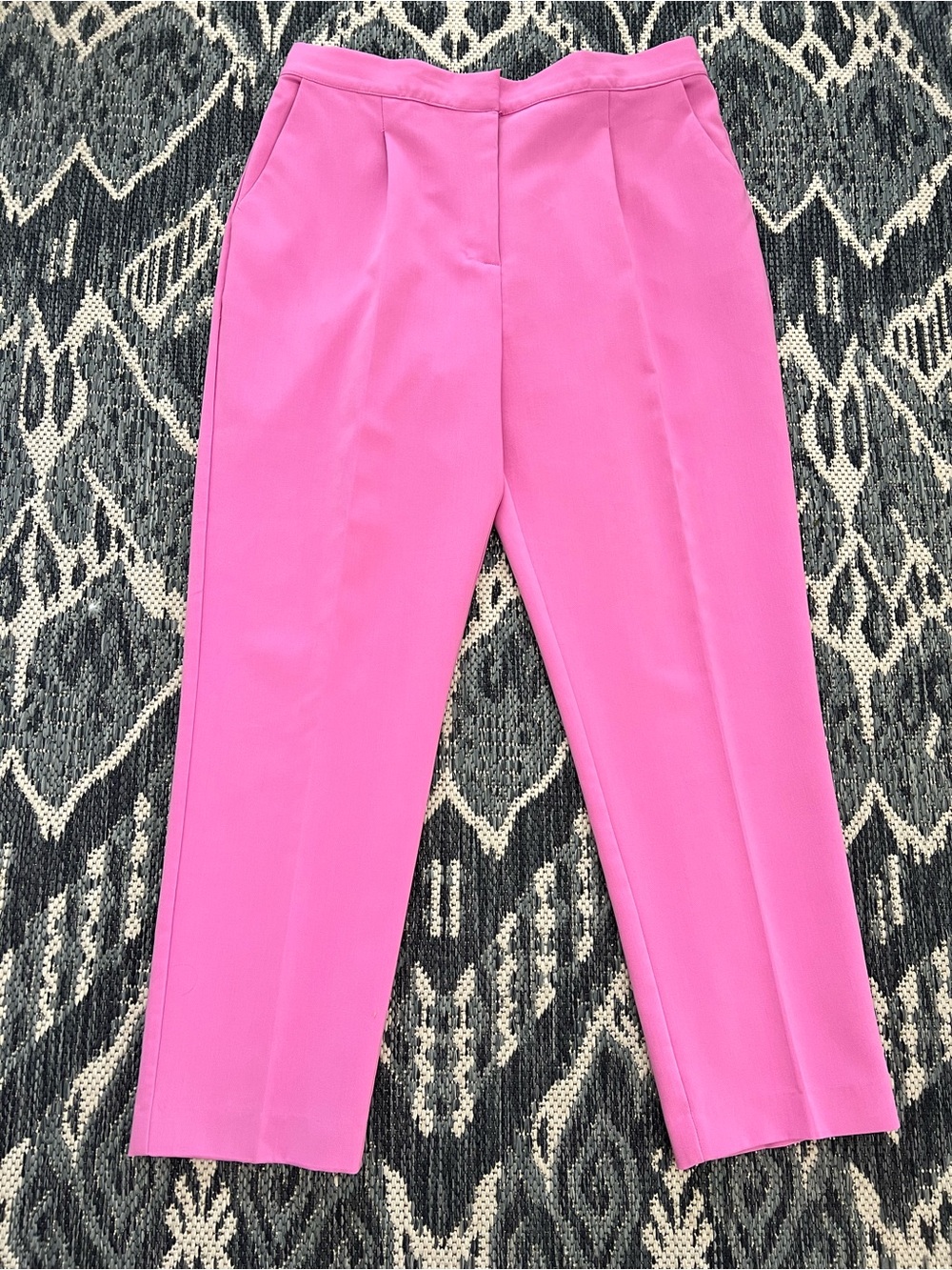Mid-Rise Pink Cropped Tailored Trousers for Women